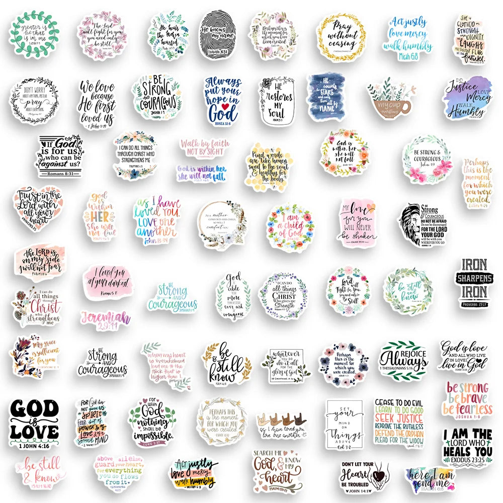 Inspirational Bible Verses Scripture Gospel Stickers Gift Decal for Laptop Phone Scrapbook Luggage Bottles Decorative Waterproof