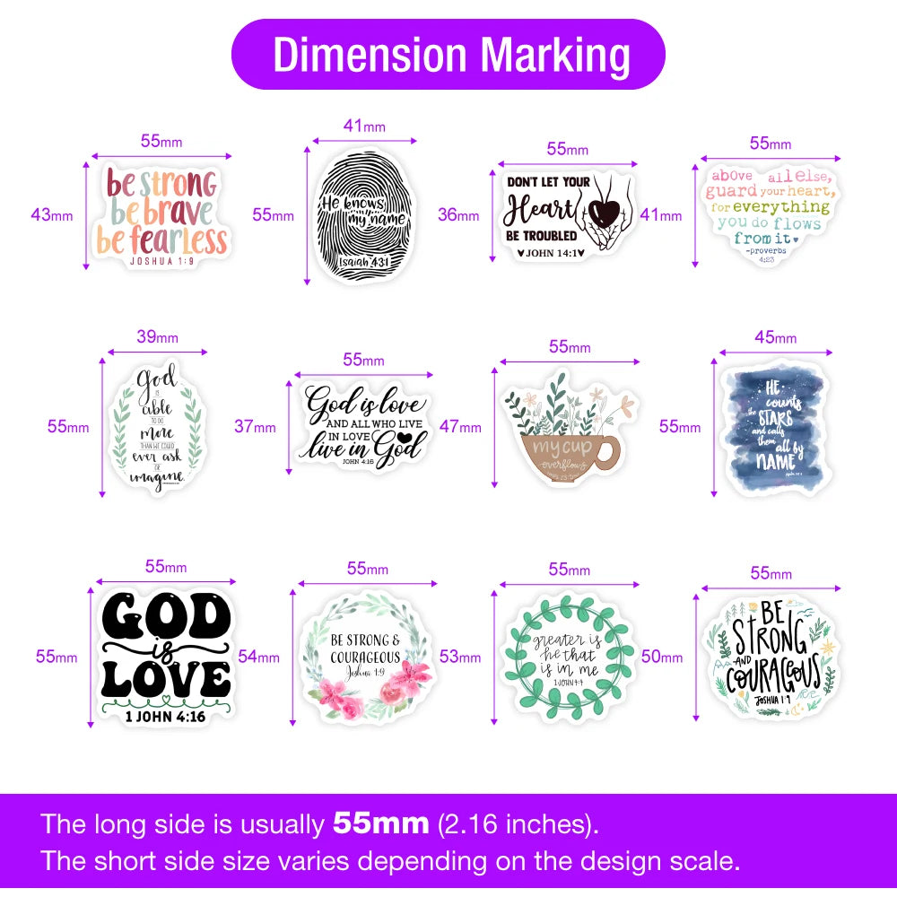 Inspirational Bible Verses Scripture Gospel Stickers Gift Decal for Laptop Phone Scrapbook Luggage Bottles Decorative Waterproof